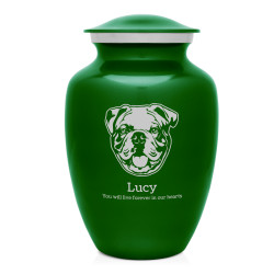 Large English Bulldog Dog Cremation Urn - Shamrock Green
