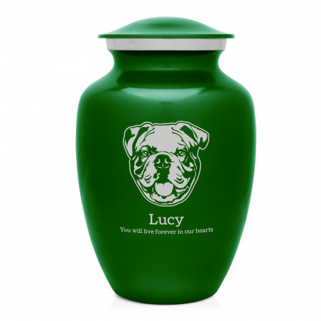 Large English Bulldog Dog Cremation Urn - Shamrock Green