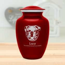 Large English Bulldog Dog Cremation Urn - Ruby Red