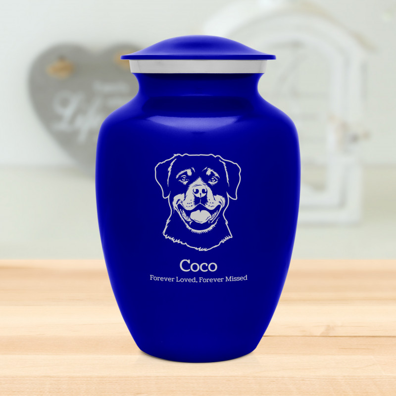 Large Rottweiler Dog Cremation Urn - Midnight Blue