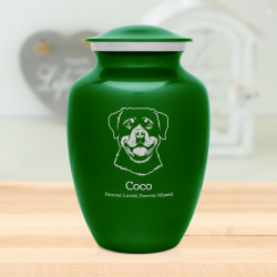 Large Rottweiler Dog Cremation Urn - Shamrock Green