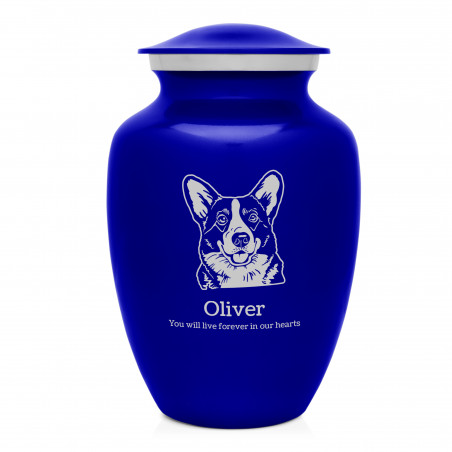 Large Corgi Dog Cremation Urn - Midnight Blue