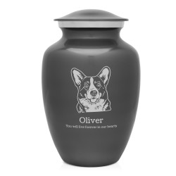 Large Corgi Dog Cremation Urn - Gunmetal Gray