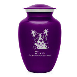 Large Corgi Dog Cremation Urn - Purple Luster