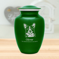 Large Corgi Dog Cremation Urn - Shamrock Green