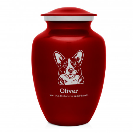 Large Corgi Dog Cremation Urn - Ruby Red
