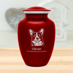 Large Corgi Dog Cremation Urn - Ruby Red