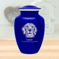 Large Beagle Dog Cremation Urn - Midnight Blue