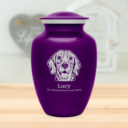Large Beagle Dog Cremation Urn - Purple Luster