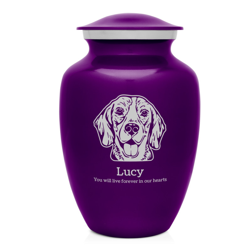 Large Beagle Dog Cremation Urn - Purple Luster