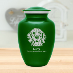 Large Beagle Dog Cremation Urn - Shamrock Green