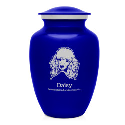 Large Poodle Dog Cremation Urn - Midnight Blue