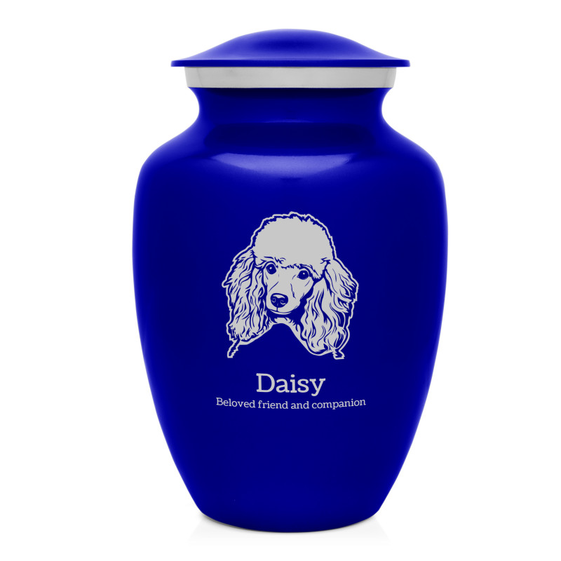 Large Poodle Dog Cremation Urn - Midnight Blue