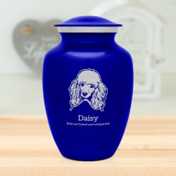 Large Poodle Dog Cremation Urn - Midnight Blue