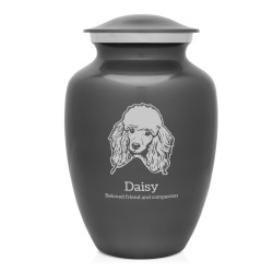 Large Poodle Dog Cremation Urn - Gunmetal Gray