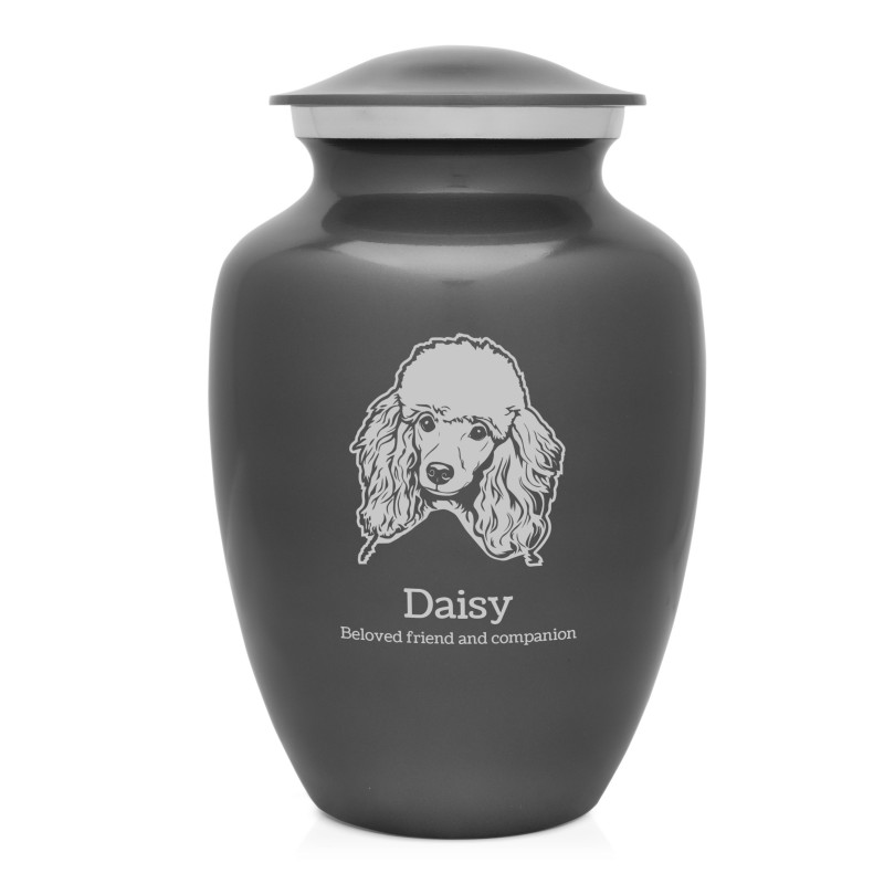 Large Poodle Dog Cremation Urn - Gunmetal Gray