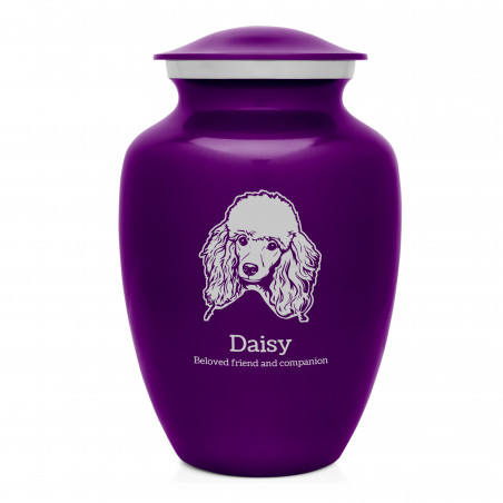 Large Poodle Dog Cremation Urn - Purple Luster