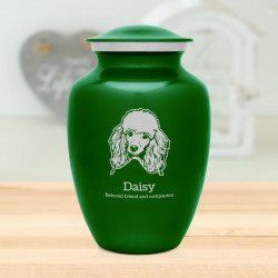 Large Poodle Dog Cremation Urn - Shamrock Green