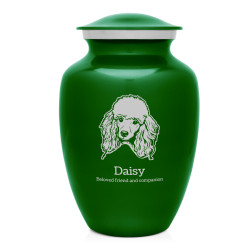 Large Poodle Dog Cremation Urn - Shamrock Green