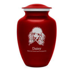 Large Poodle Dog Cremation Urn - Ruby Red