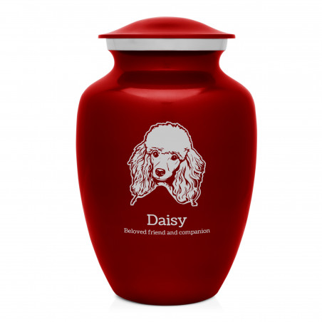 Large Poodle Dog Cremation Urn - Ruby Red
