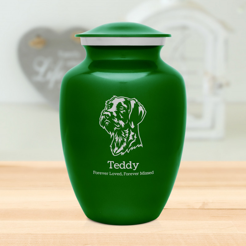 Large German Shorthaired Pointer Dog Cremation Urn - Shamrock Green