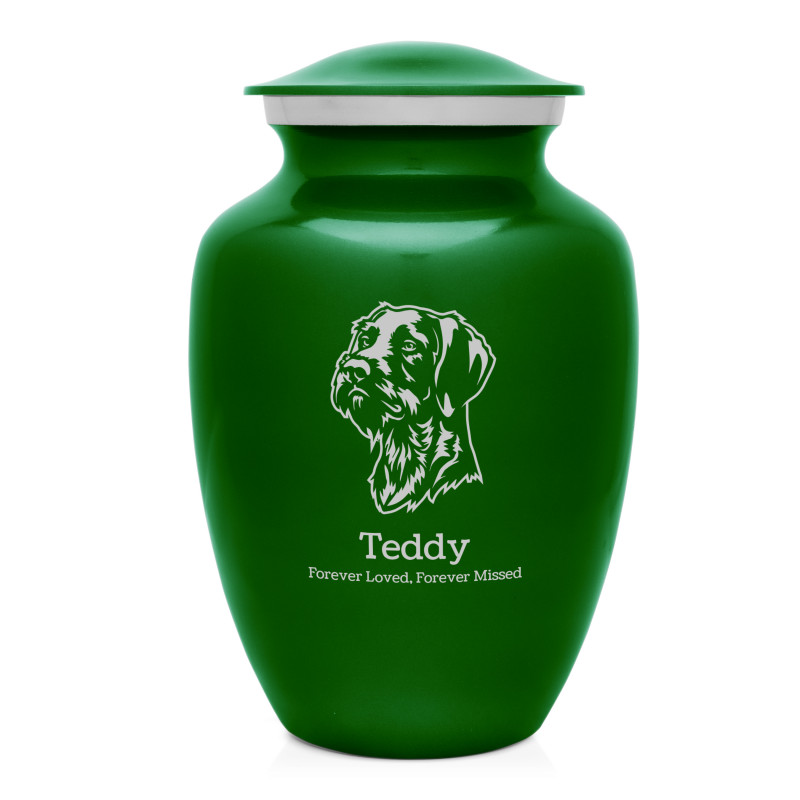 Large German Shorthaired Pointer Dog Cremation Urn - Shamrock Green