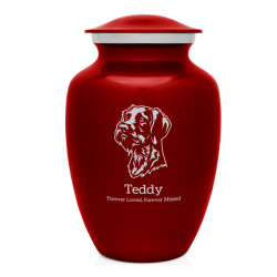 Large German Shorthaired Pointer Dog Cremation Urn - Ruby Red