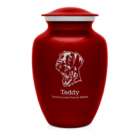 Large German Shorthaired Pointer Dog Cremation Urn - Ruby Red
