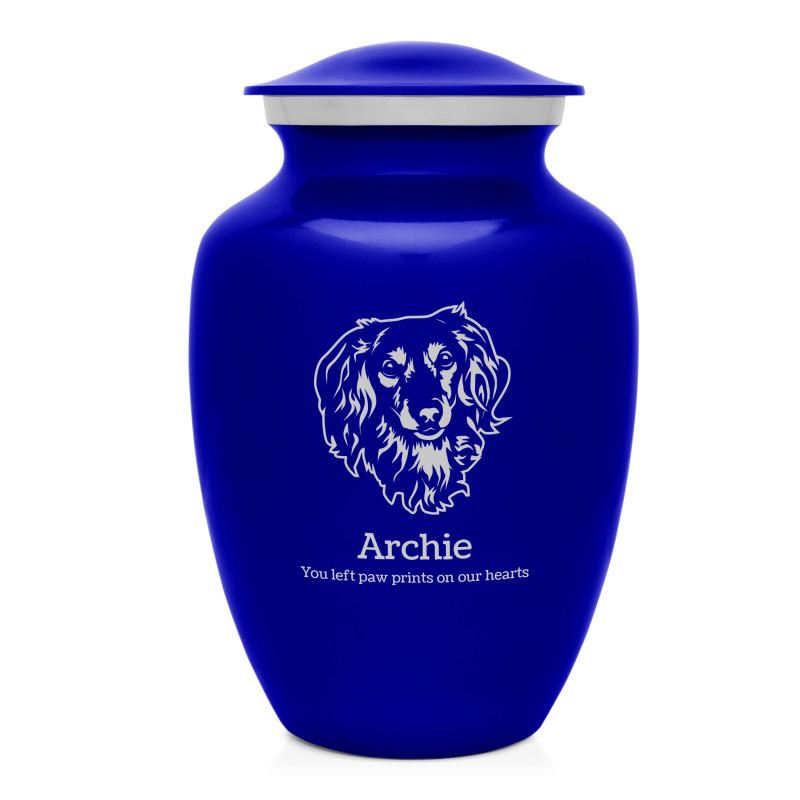 Large Dachshund Dog Cremation Urn - Midnight Blue