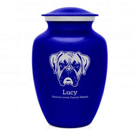 Large Boxer Dog Cremation Urn - Midnight Blue