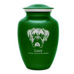 Large Boxer Dog Cremation Urn - Shamrock Green