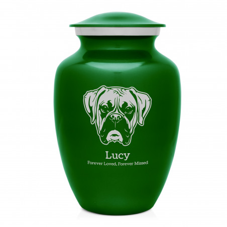 Large Boxer Dog Cremation Urn - Shamrock Green