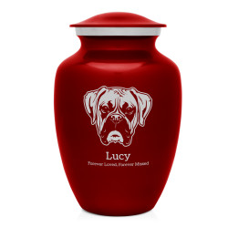 Large Boxer Dog Cremation Urn - Ruby Red