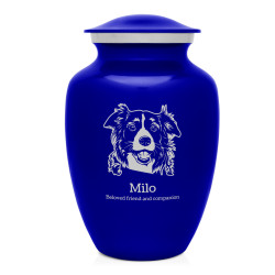 Large Border Collie Dog Cremation Urn - Midnight Blue