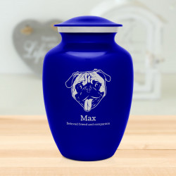 Large Pug Dog Cremation Urn - Midnight Blue
