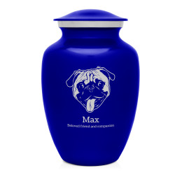 Large Pug Dog Cremation Urn - Midnight Blue