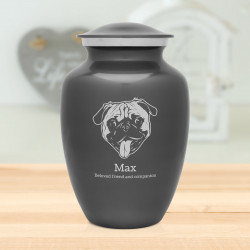 Large Pug Dog Cremation Urn - Gunmetal Gray