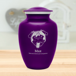 Large Pug Dog Cremation Urn - Purple Luster