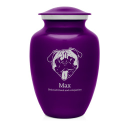 Large Pug Dog Cremation Urn - Purple Luster