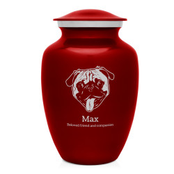 Large Pug Dog Cremation Urn - Ruby Red