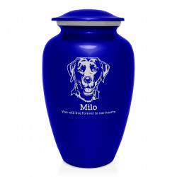Extra Large Black Lab Dog Cremation Urn - Midnight Blue