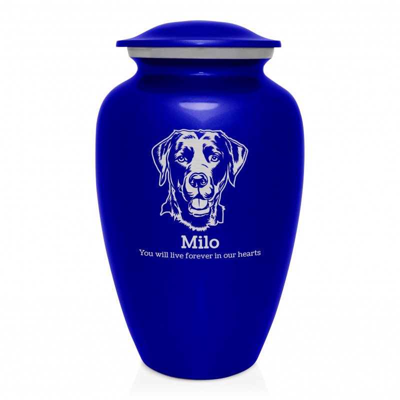 Extra Large Black Lab Dog Cremation Urn - Midnight Blue
