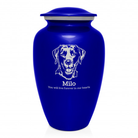 Extra Large Black Lab Dog Cremation Urn - Midnight Blue