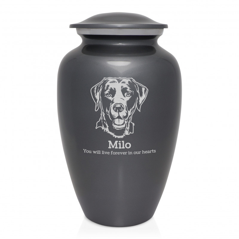 Extra Large Black Lab Dog Cremation Urn - Gunmetal Gray