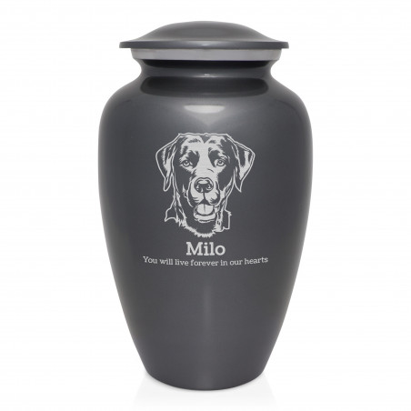 Extra Large Black Lab Dog Cremation Urn - Gunmetal Gray