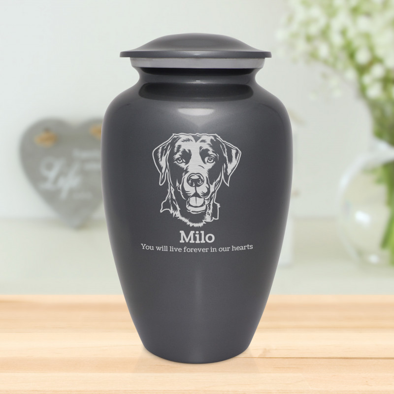 Extra Large Black Lab Dog Cremation Urn - Gunmetal Gray