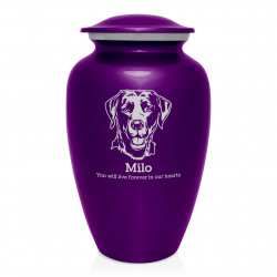 Extra Large Black Lab Dog Cremation Urn - Purple Luster