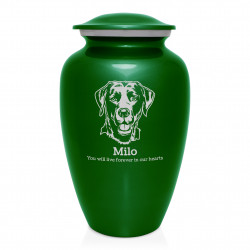 Extra Large Black Lab Dog Cremation Urn - Shamrock Green