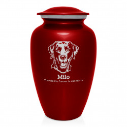 Extra Large Black Lab Dog Cremation Urn - Ruby Red
